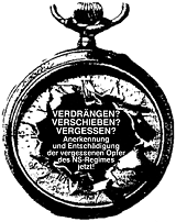 Taschenuhr mit Inschrift Verdr&auml;ngen? Verschieben? Vergessen? Anerkennung und Entsch&auml;digung der vergessenen Opfer des NS-Regimes jetzt!